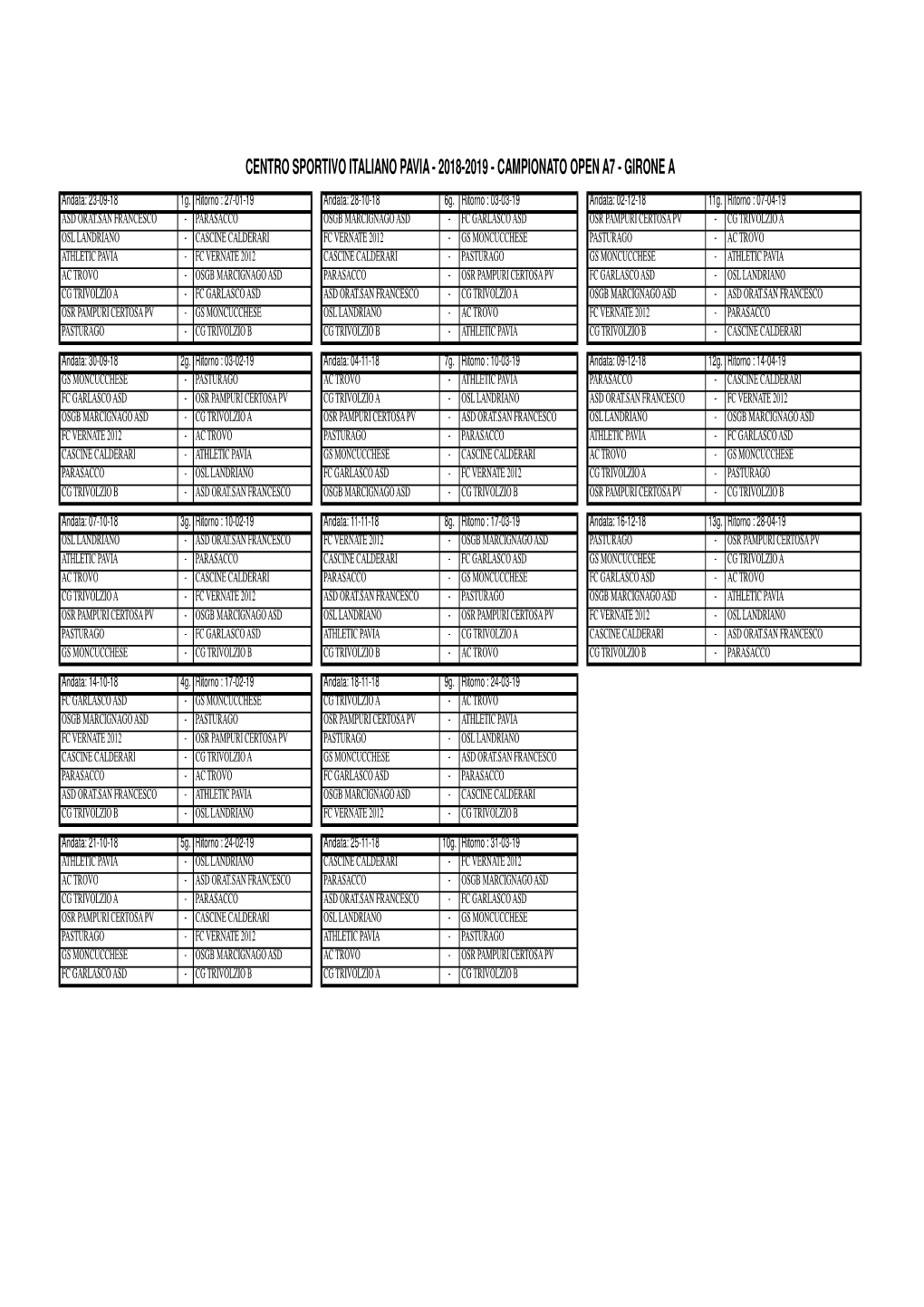 Open 7A 2018-2019 La Prima È La Terza