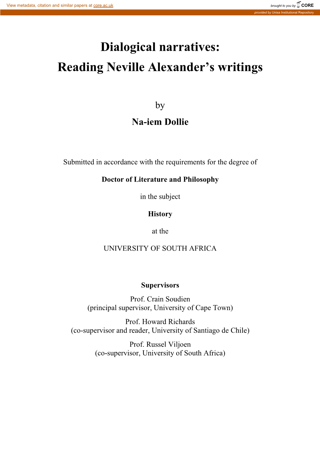 Reading Neville Alexander's Writings