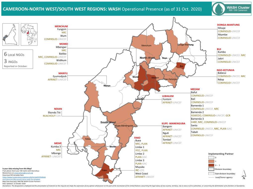 Cameroon-North West/South West Regions:Wash