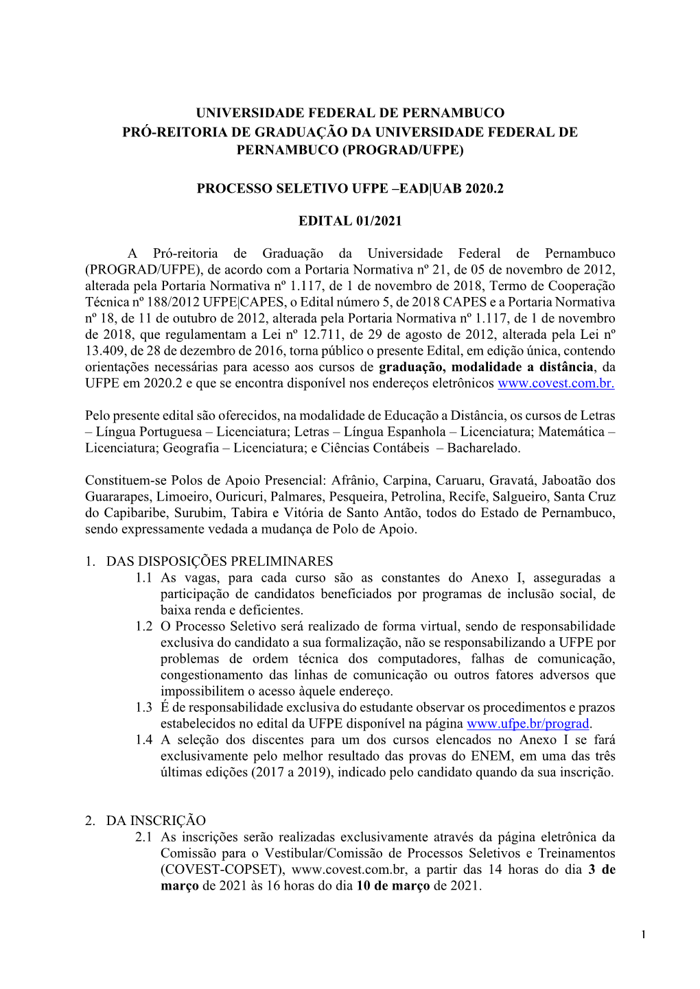 (Prograd/Ufpe) Processo