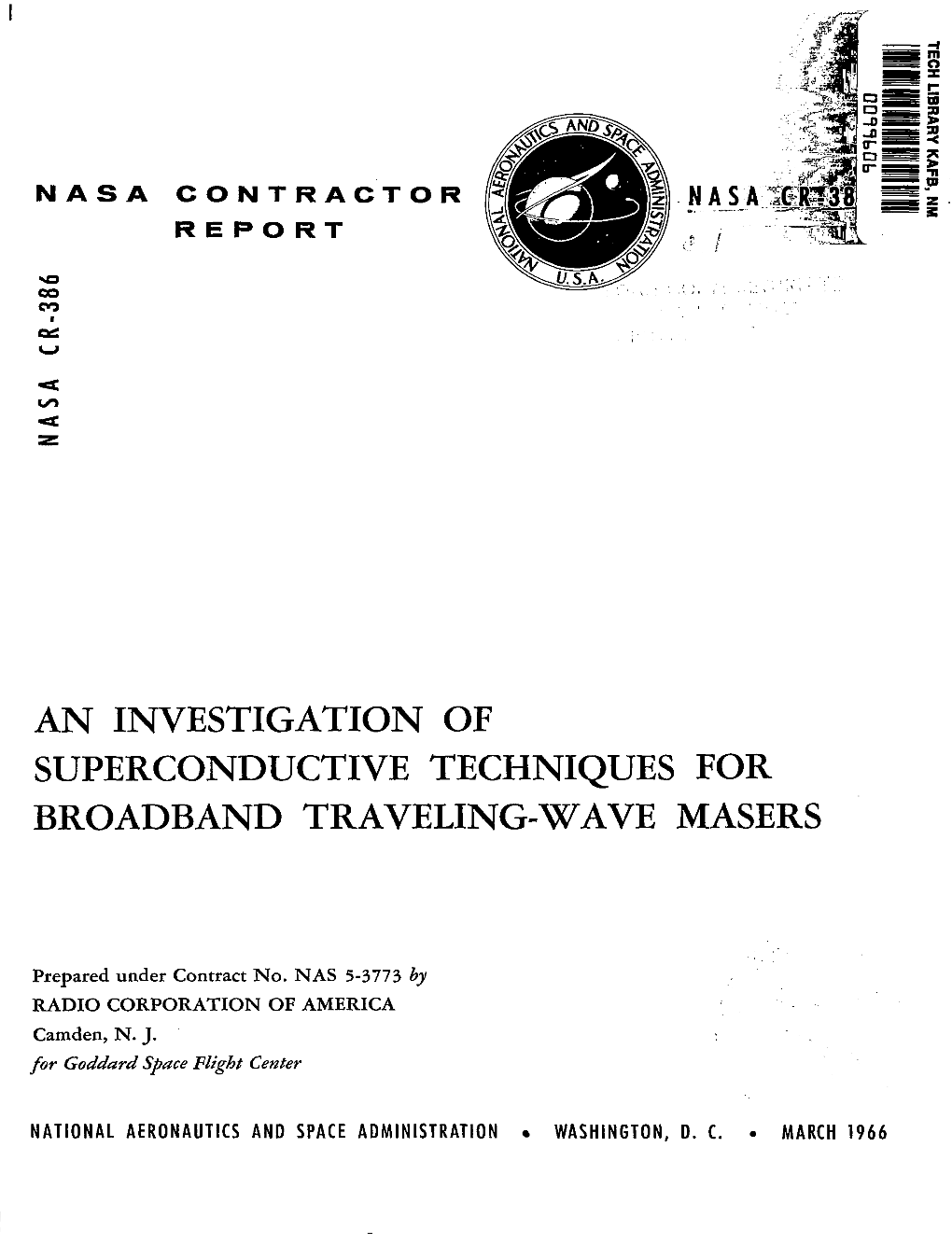 An Investigation of Superconductivetechniques for Broadband Traveling-Wave Masers