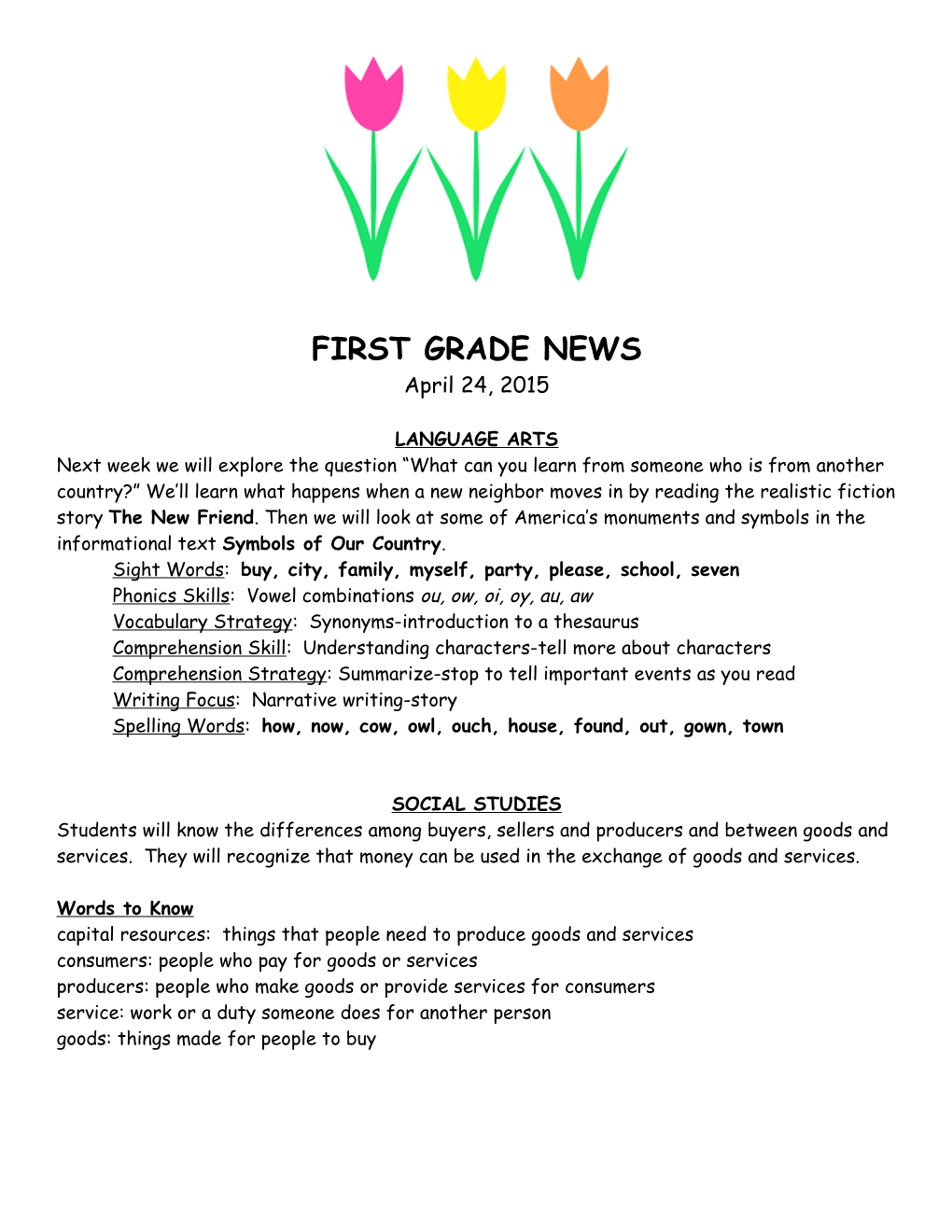 First Grade News s1