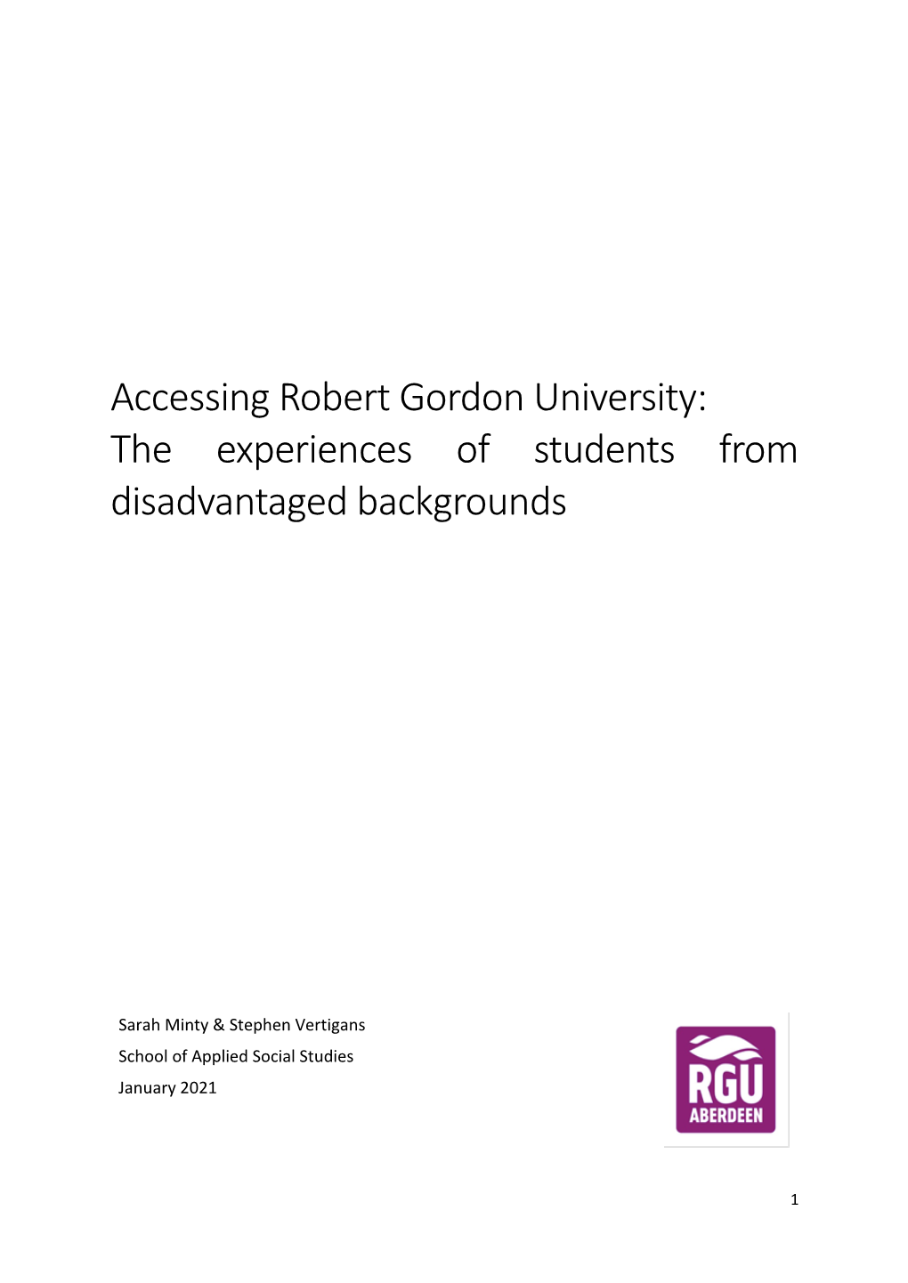 The Experiences of Students from Disadvantaged Backgrounds