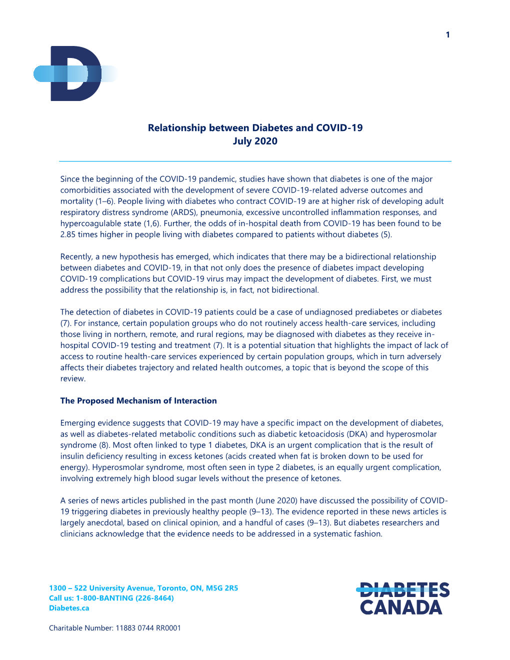 Relationship Between Diabetes and COVID-19 July 2020