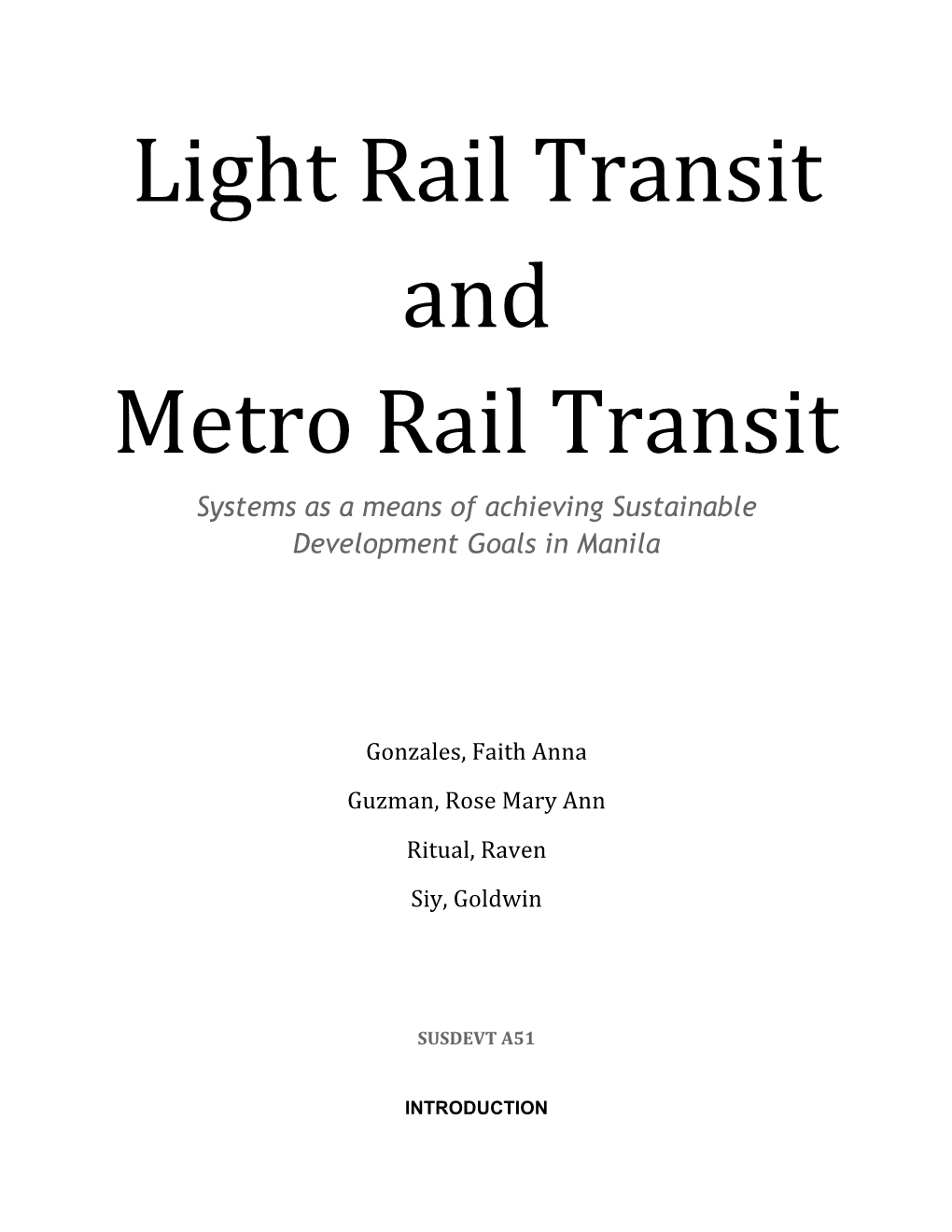 Light Rail Transit and Metro Rail Transit