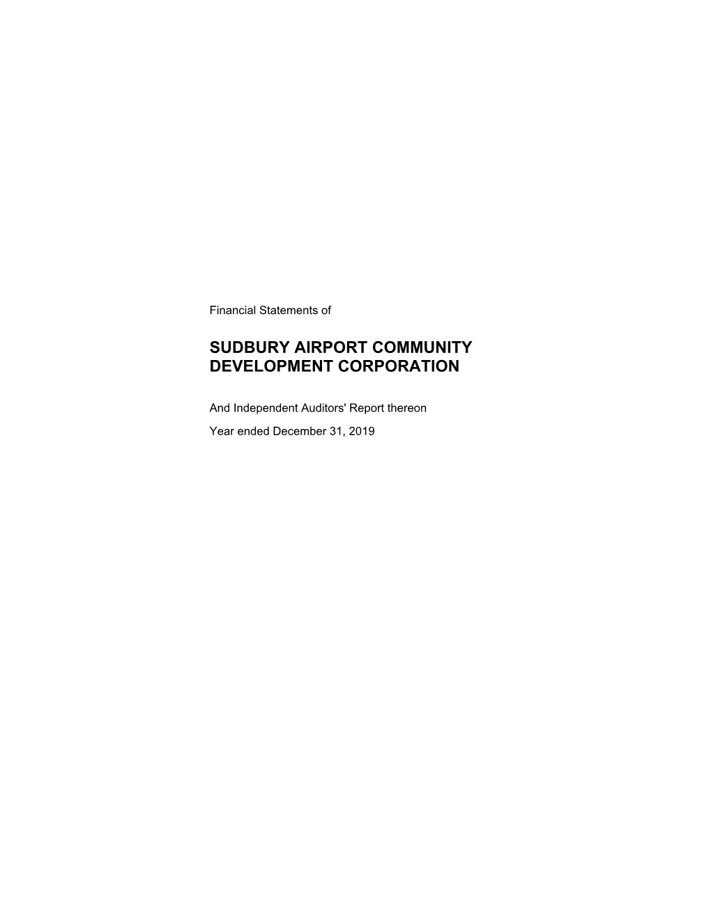 2019 Sudbury Airport Community Development Corporation