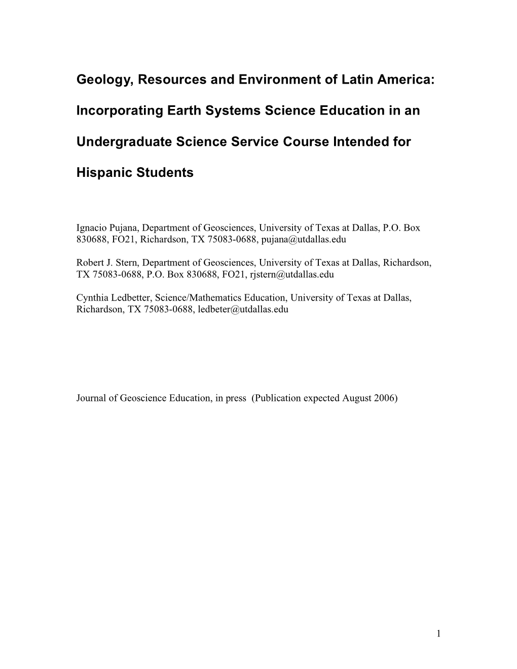 Geology, Resources and Environment of Latin America