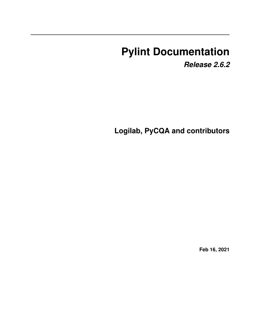 Pylint Documentation Release 2.6.2
