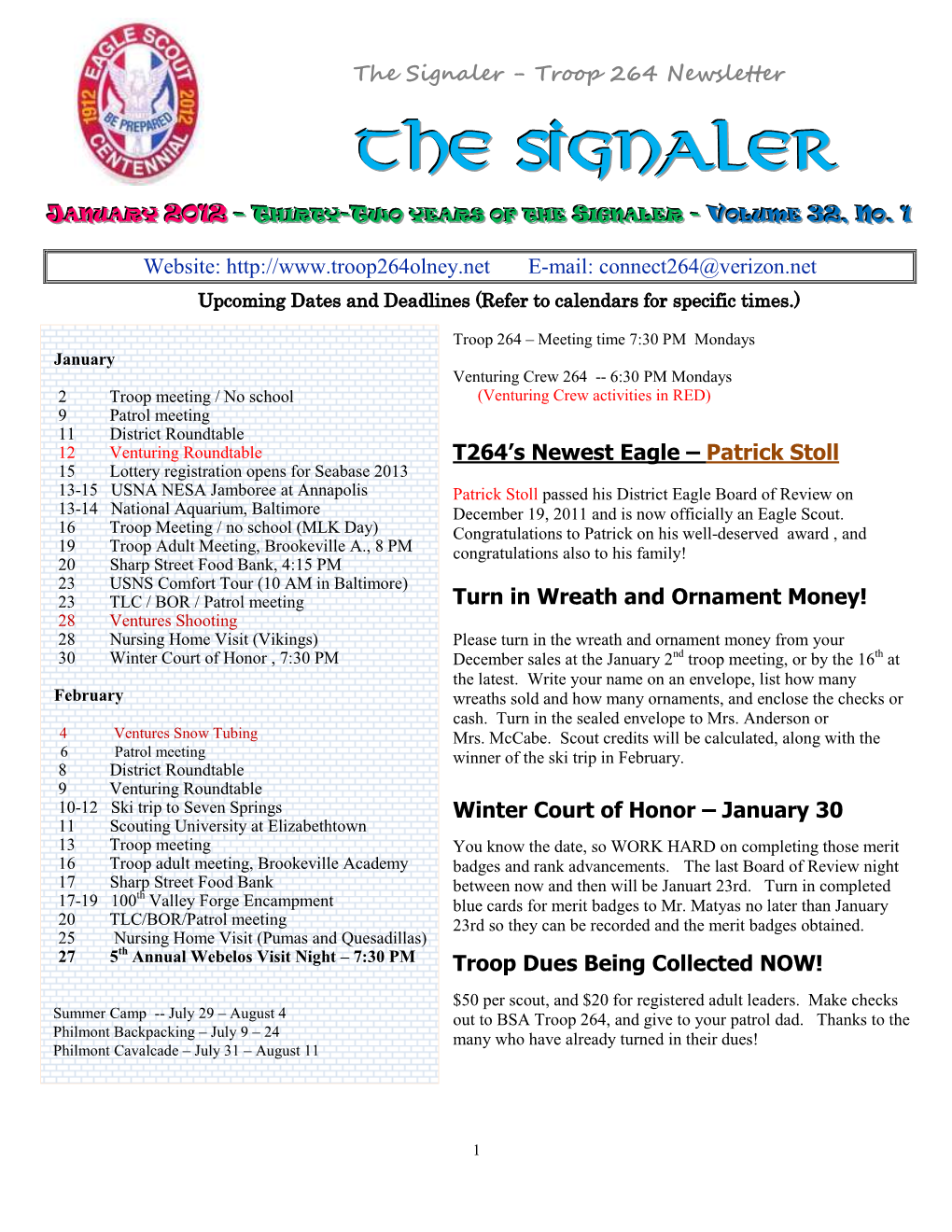 The Signaler - Troop 264 Newsletter