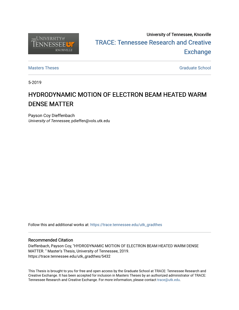 Hydrodynamic Motion of Electron Beam Heated Warm Dense Matter