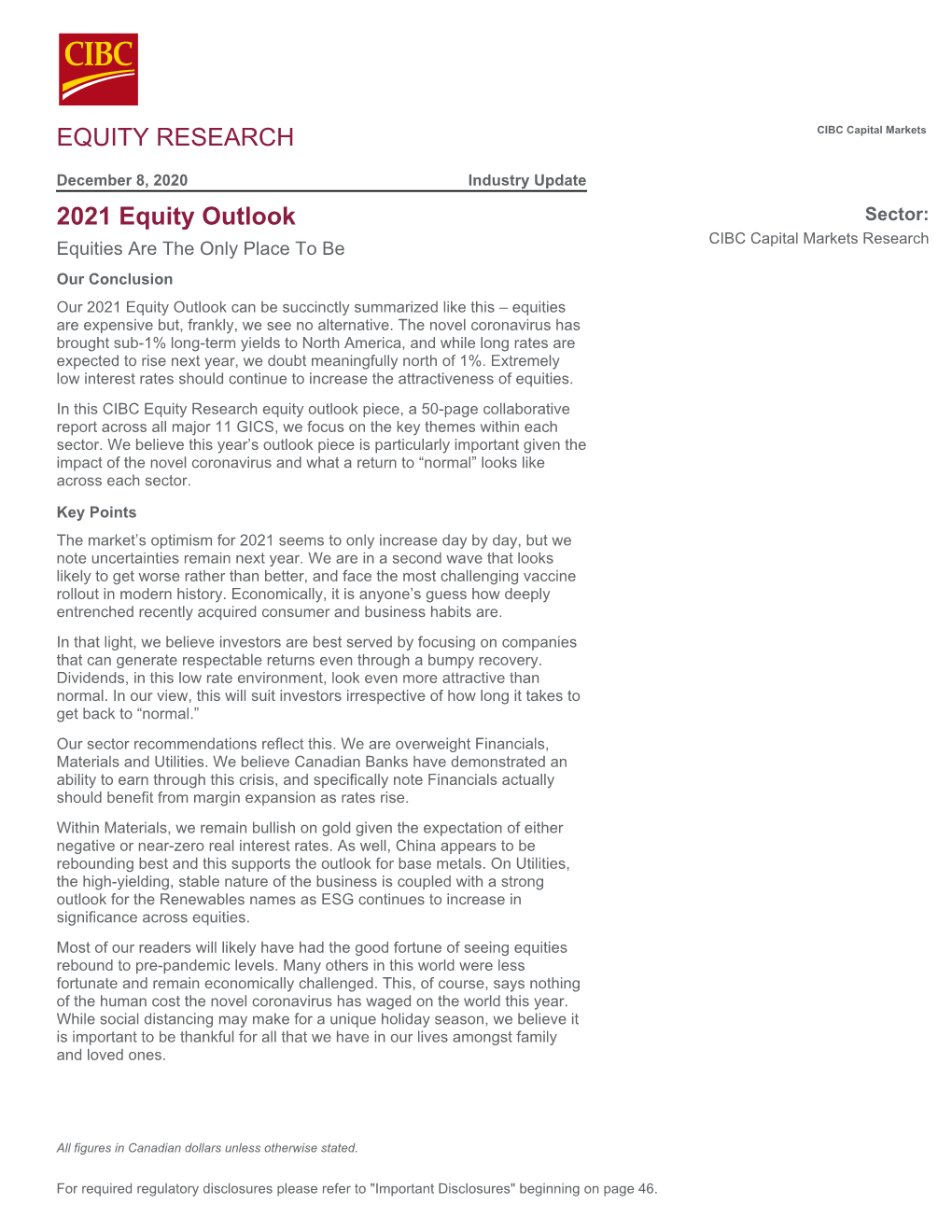 EQUITY RESEARCH 2021 Equity Outlook