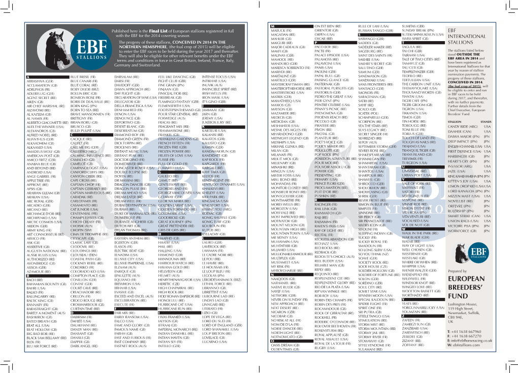 EBF Final LIST