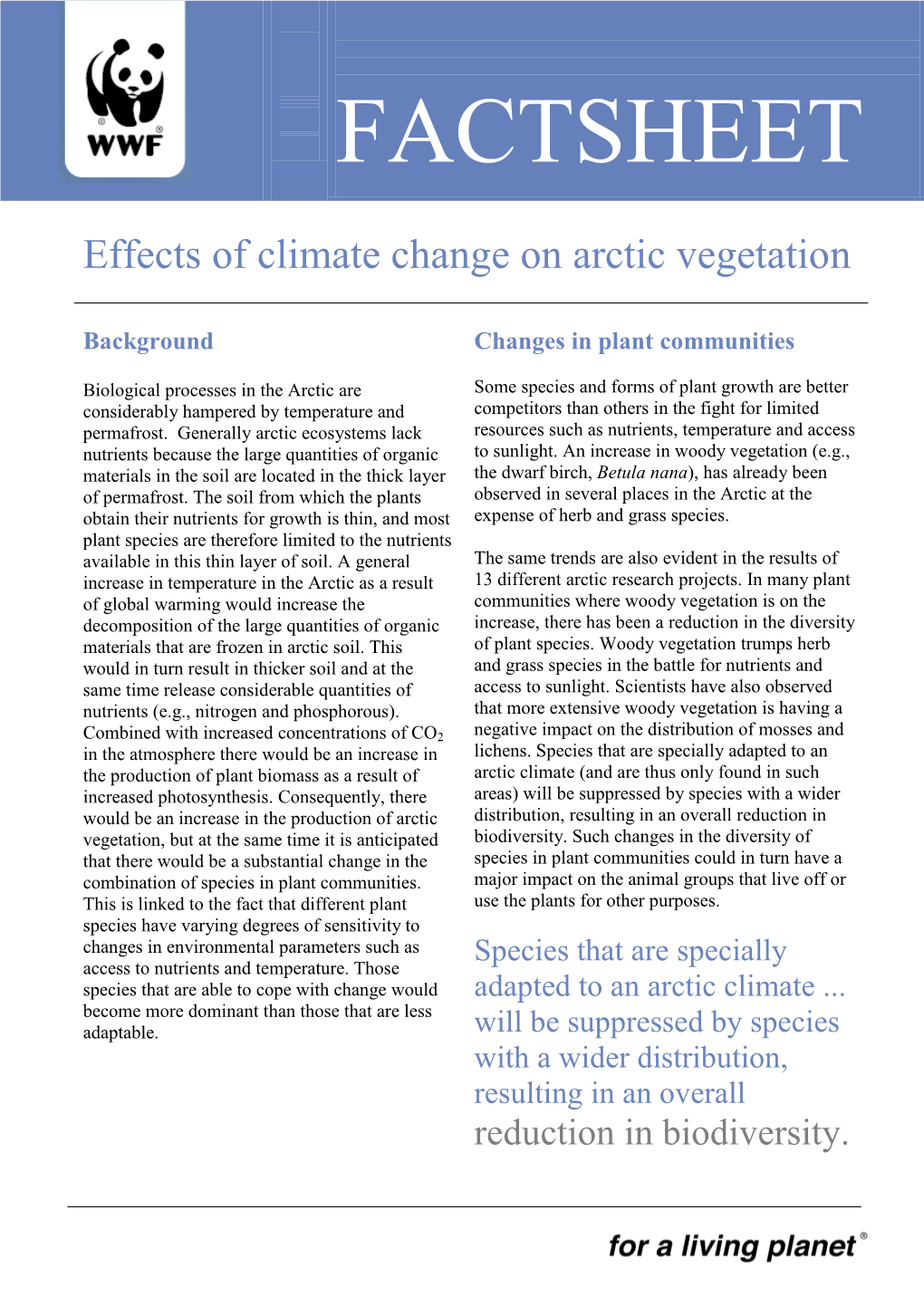 Effects of Climate Change on Arctic Vegetation