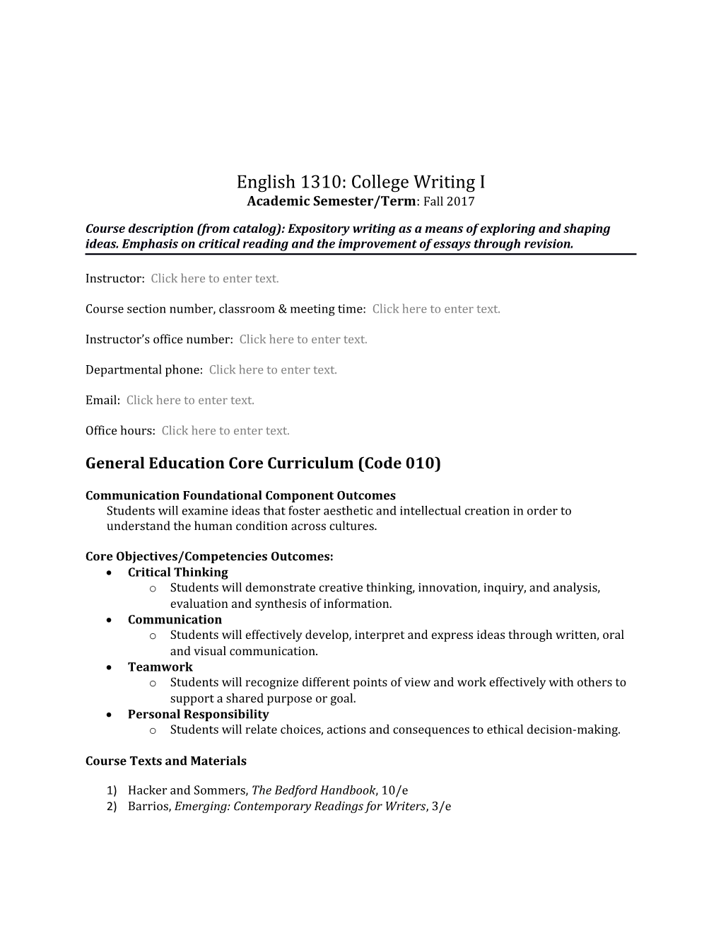 Academic Semester/Term : Fall 2017