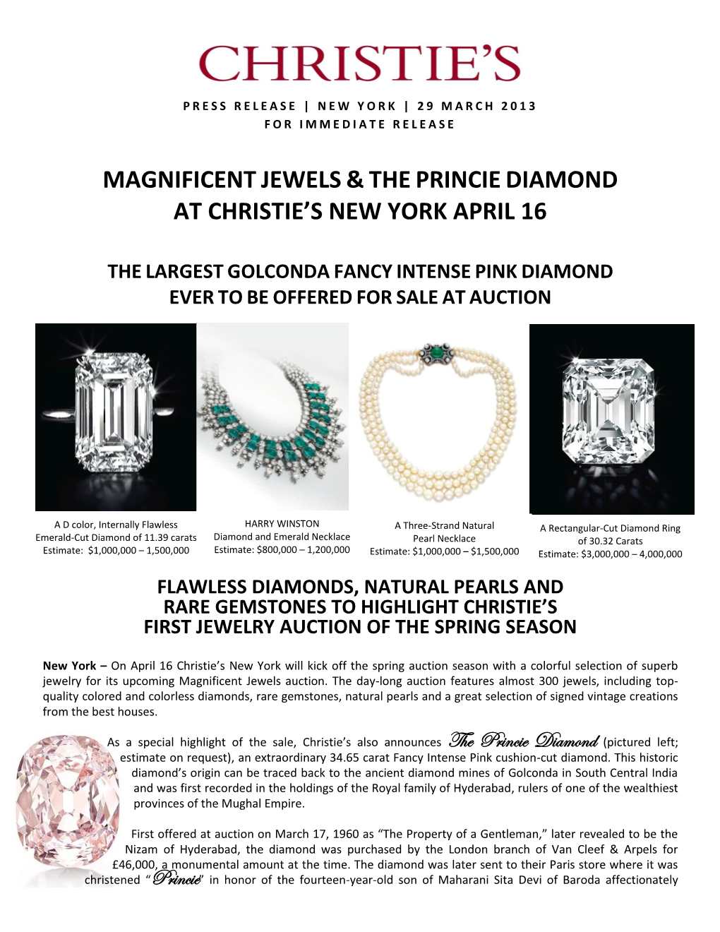 Magnificent Jewels&The Princiediamond at Christie's