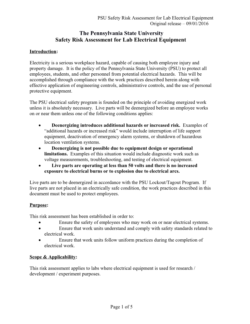 PSU Electrical Safety Program