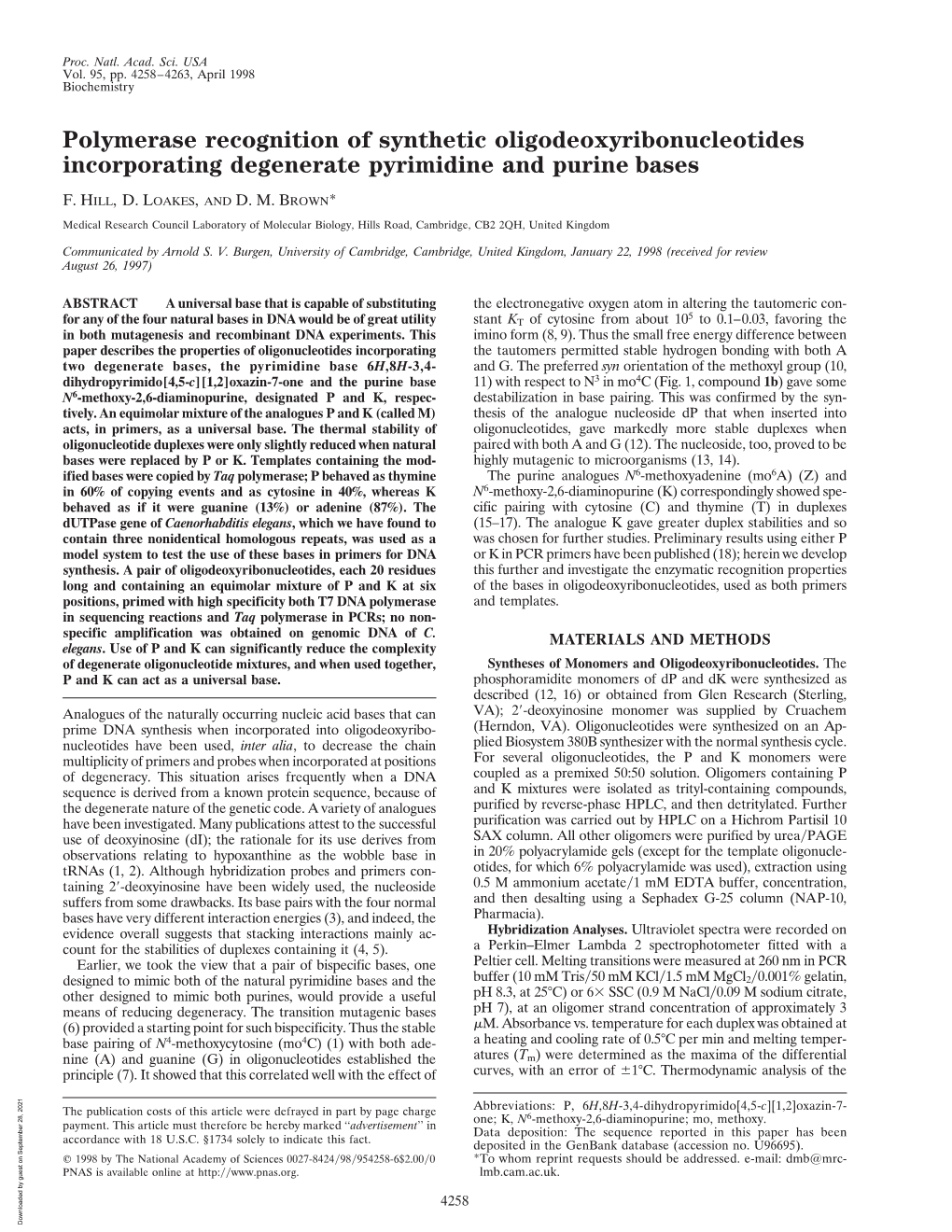 Polymerase Recognition of Synthetic Oligodeoxyribonucleotides Incorporating Degenerate Pyrimidine and Purine Bases
