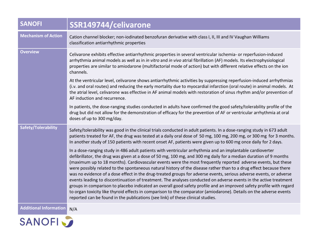 SANOFI SSR149744/Celivarone