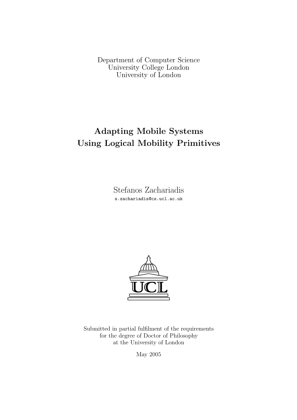 Adapting Mobile Systems Using Logical Mobility Primitives