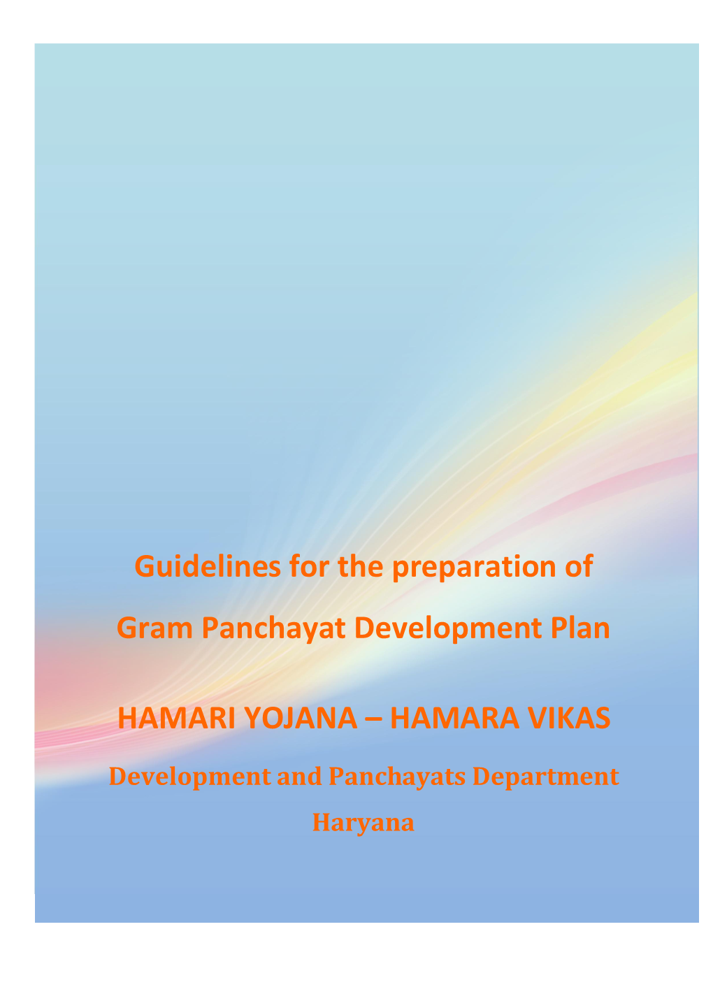 Guidelines for the Preparation of Gram Panchayat Development Plan