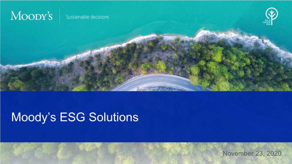 ESG Market Refresher MESG Overview Investor Relations 2020