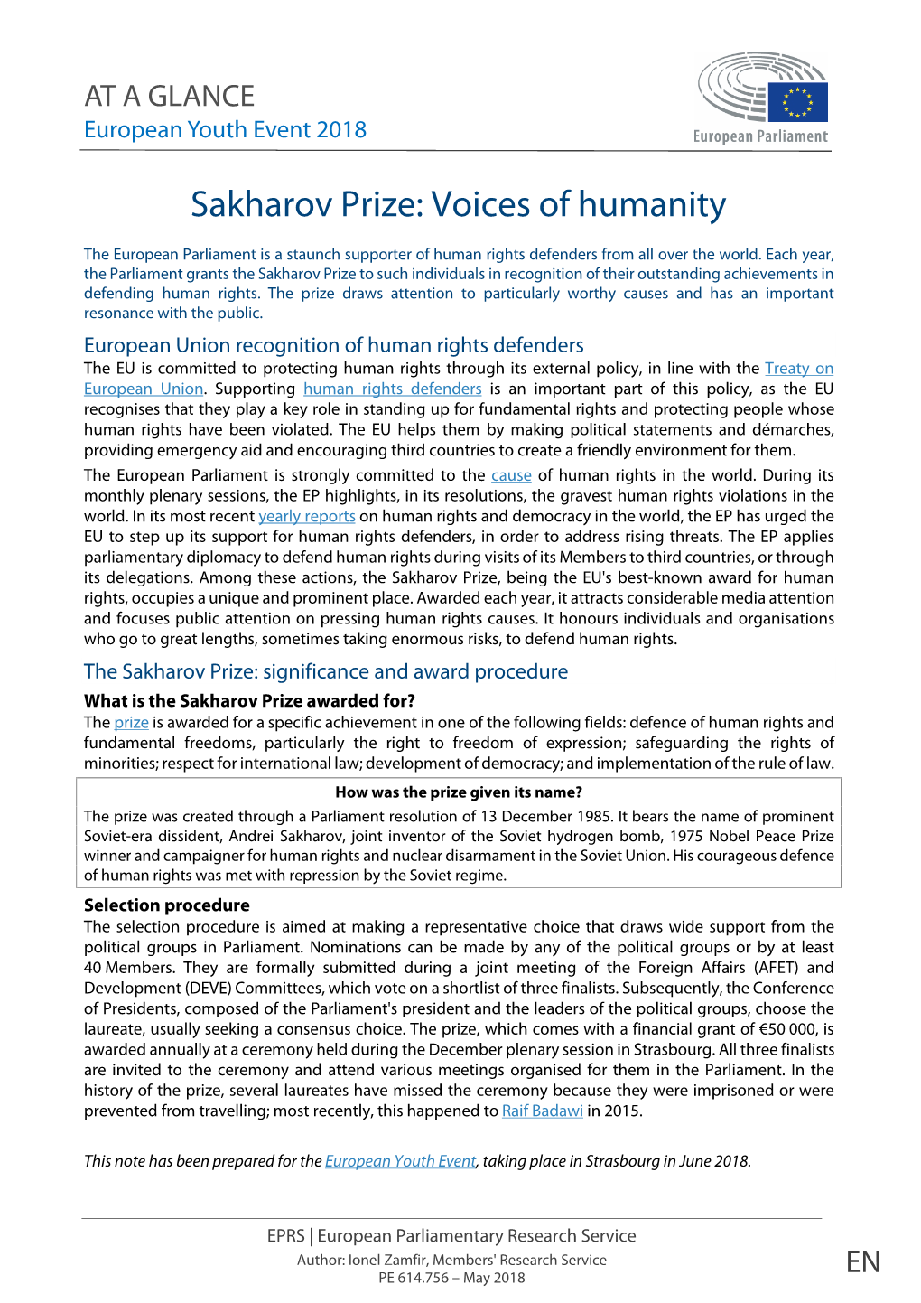 Sakharov Prize: Voices of Humanity