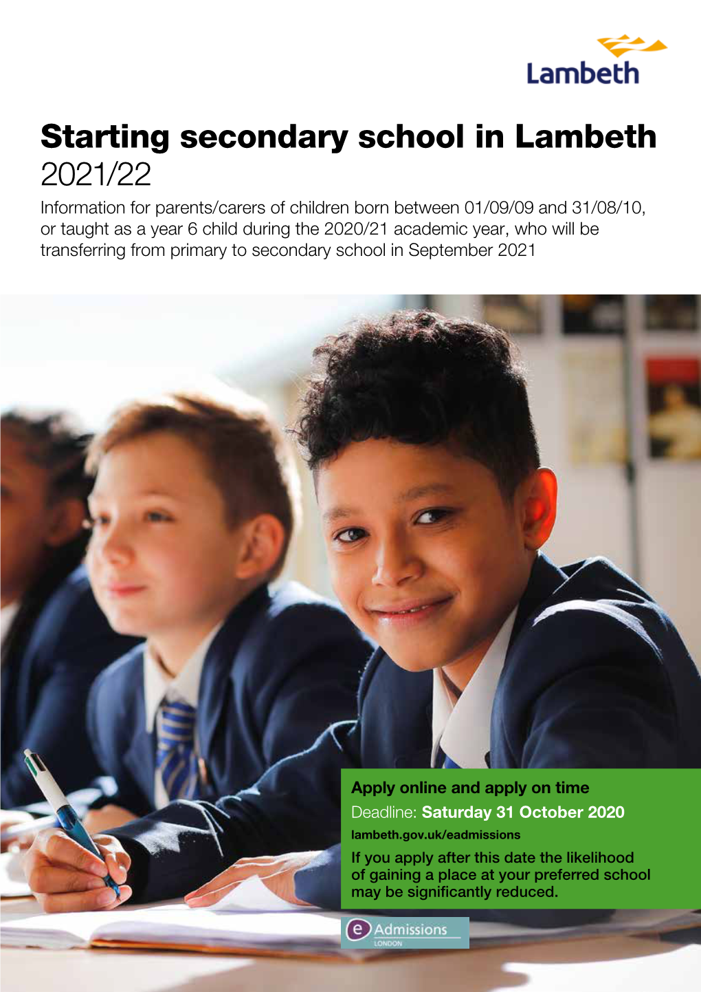 Starting Secondary School in Lambeth 2021/22