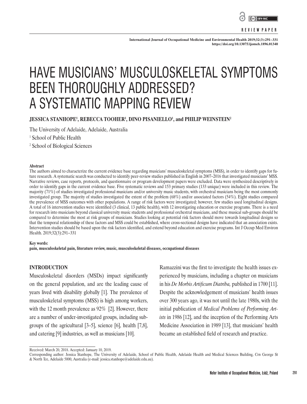 Have Musicians' Musculoskeletal Symptoms Been Thoroughly
