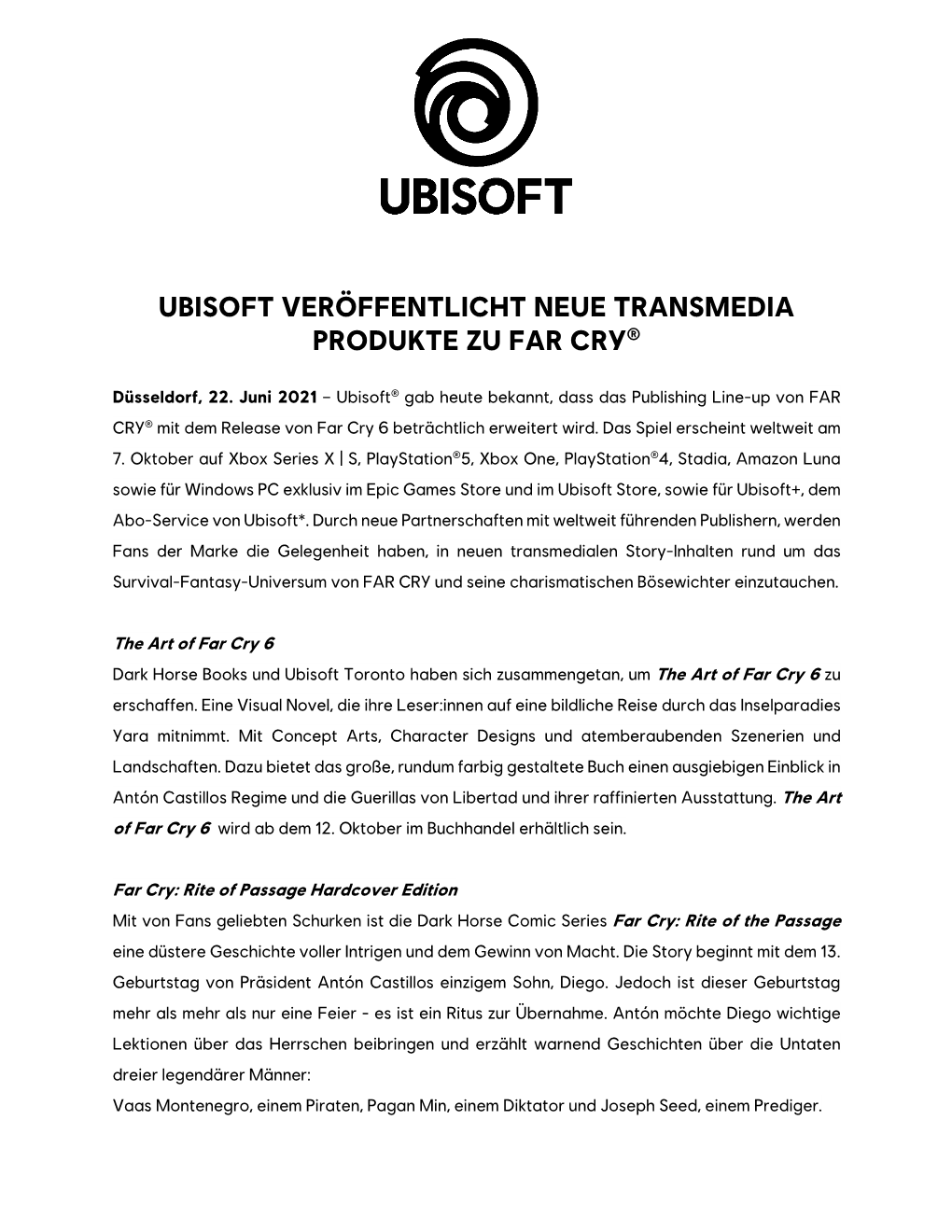Ubisoft Veröffentlicht Neue Transmedia Produkte Zu Far Cry®
