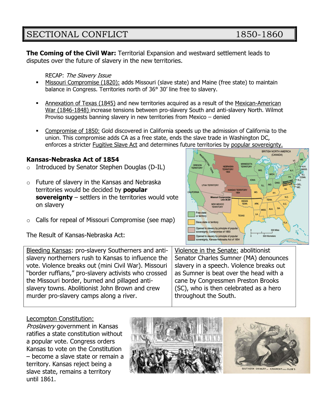 Sectional Conflict 1850-1860