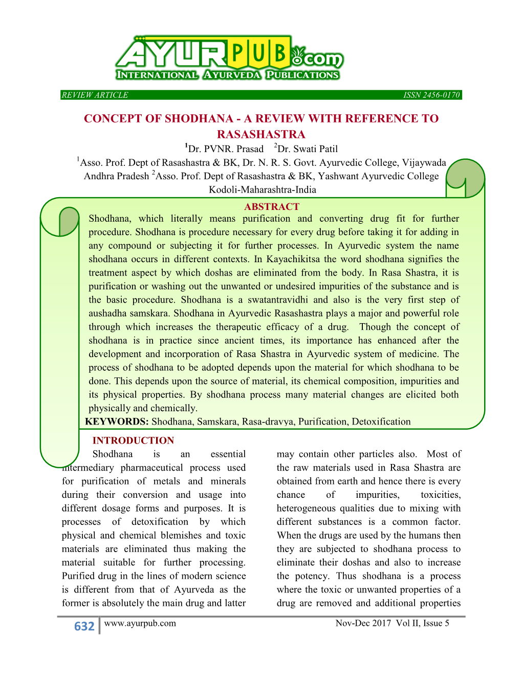 CONCEPT of SHODHANA - a REVIEW with REFERENCE to RASASHASTRA 1Dr