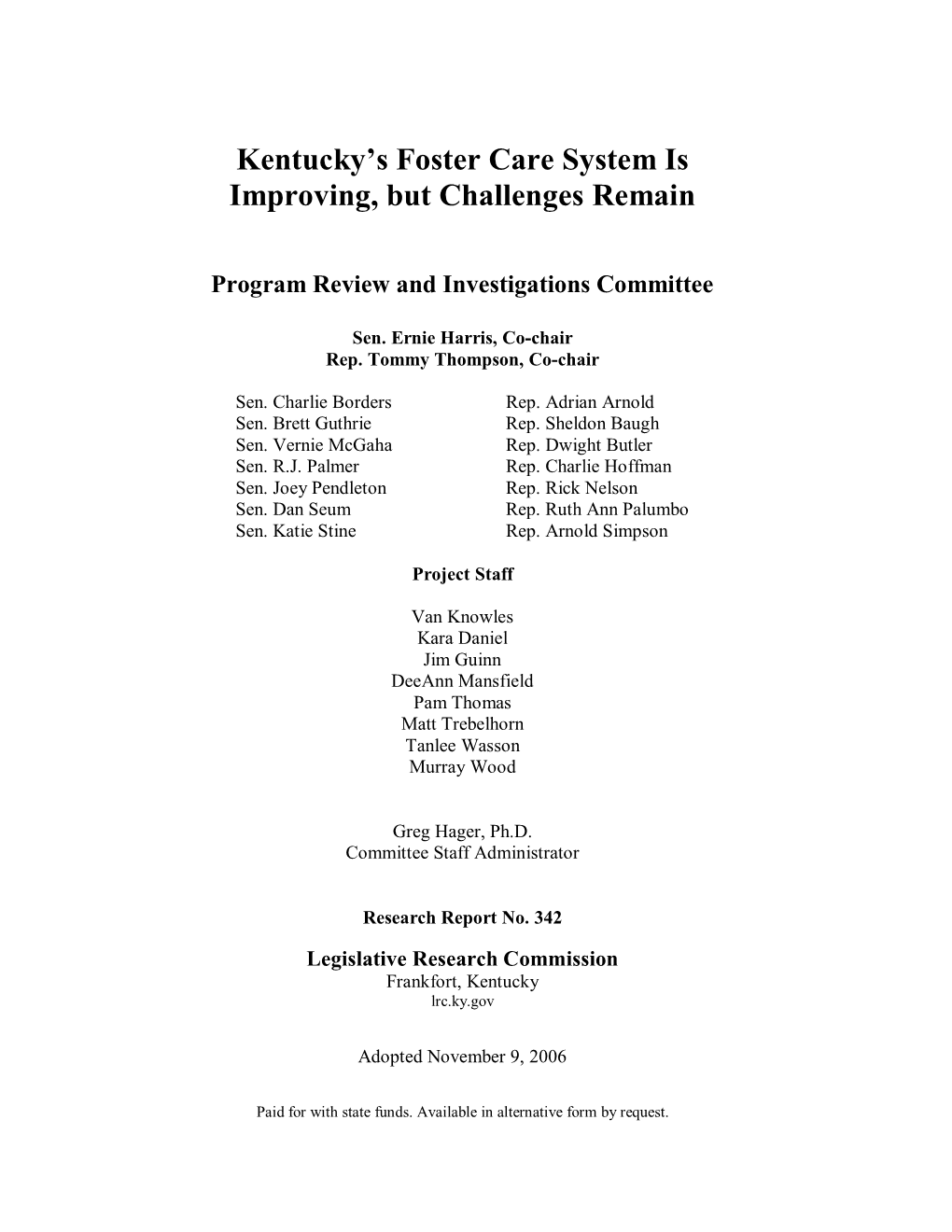 Kentucky's Foster Care System Is Improving, but Challenges Remain