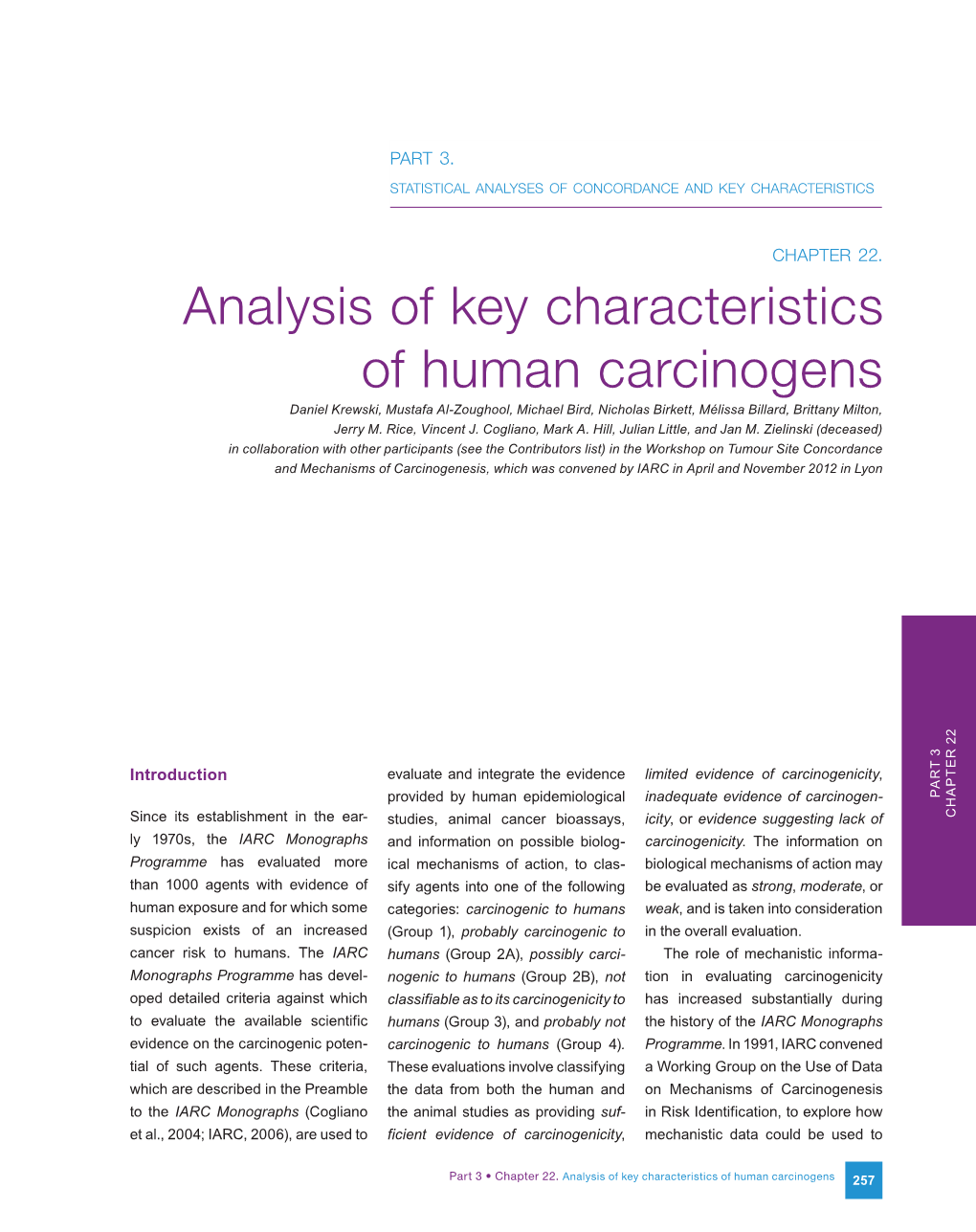 Chapter 22. Analysis of Key Characteristics of Human Carcinogens