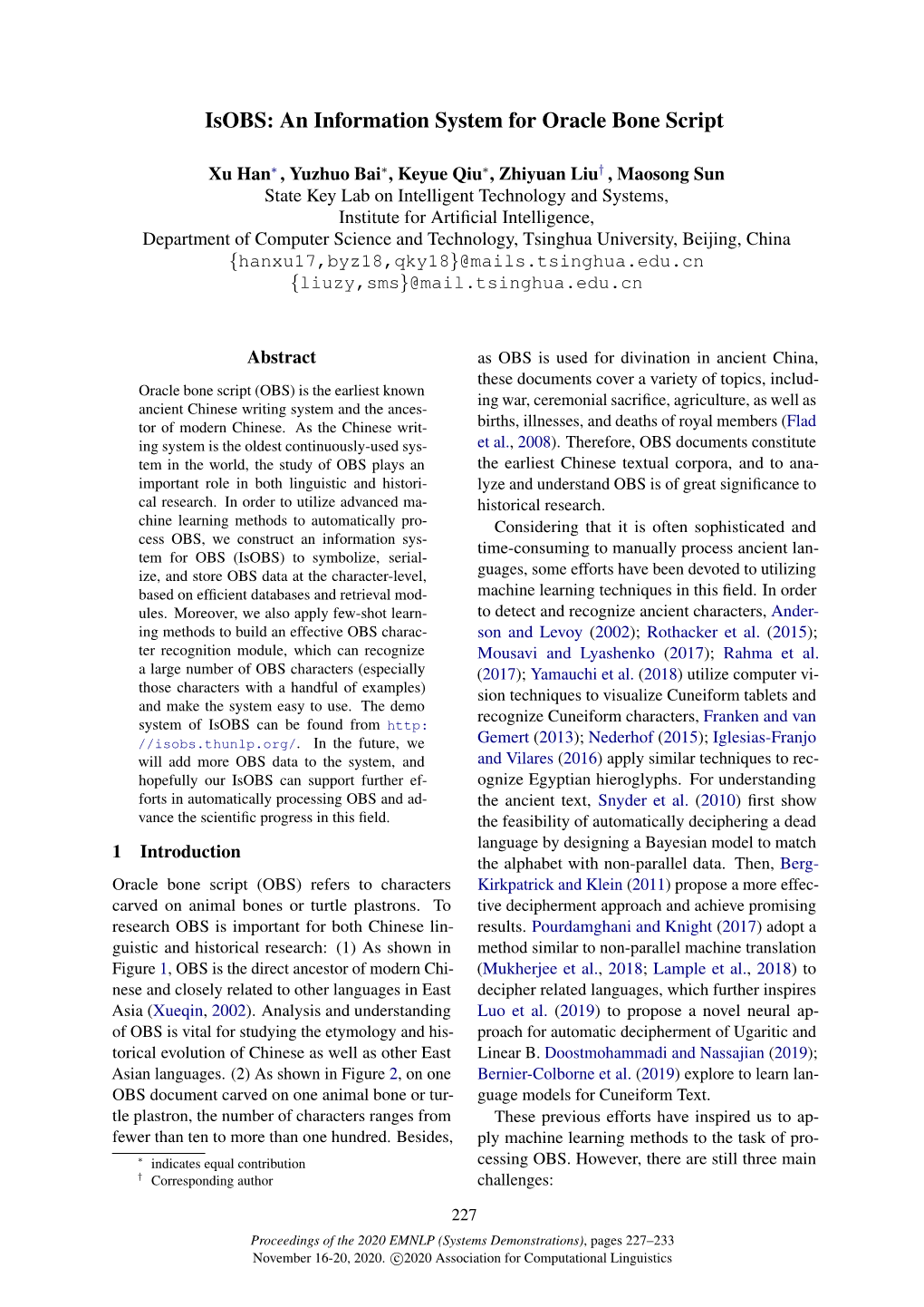 Isobs: an Information System for Oracle Bone Script