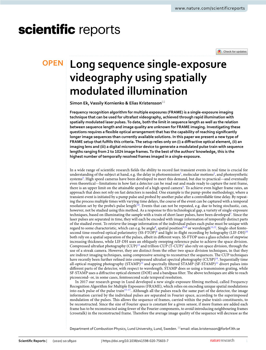 Long Sequence Single-Exposure Videography Using Spatially