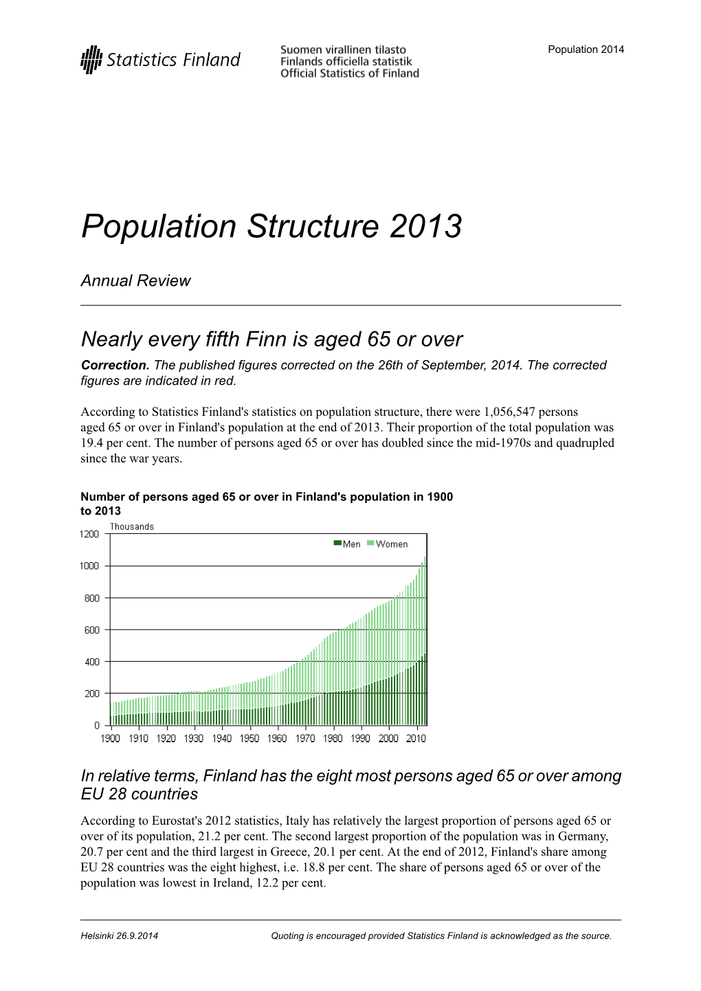 Population Structure 2013, Annual Review