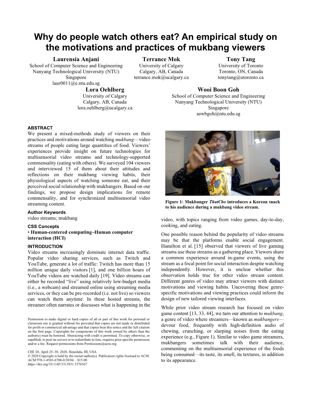 An Empirical Study on the Motivations and Practices of Mukbang Viewers