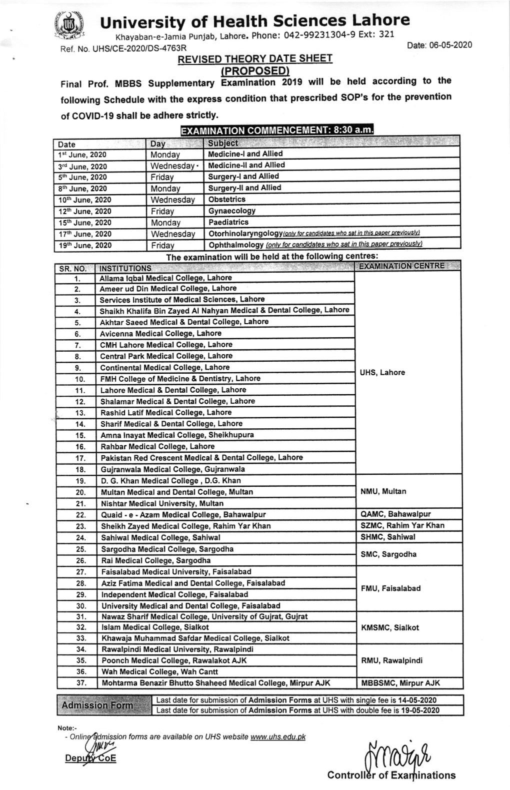 University of Health Sciences Lahore Khayaban-E-Lamia Punjab, Lahore