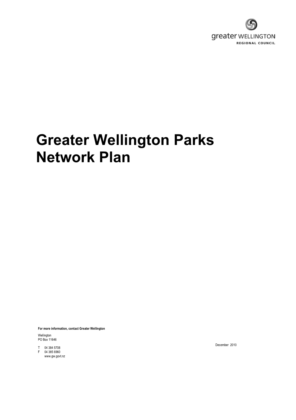 Greater Wellington Parks Network Plan