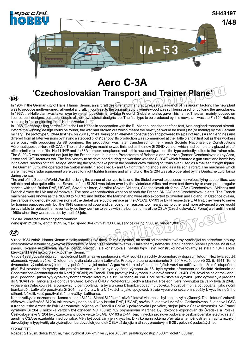 Aero C-3A ‘Czechoslovakian Transport and Trainer Plane’