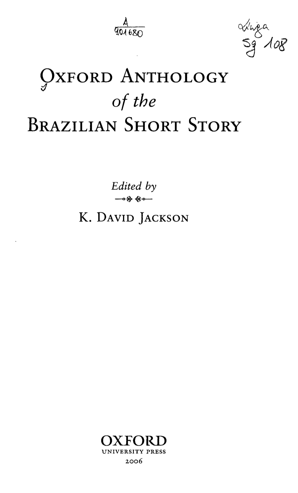 Of the BRAZILIAN SHORT STORY