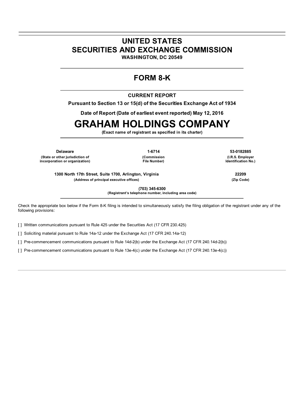 United States Securities and Exchange Commission Washington, Dc 20549