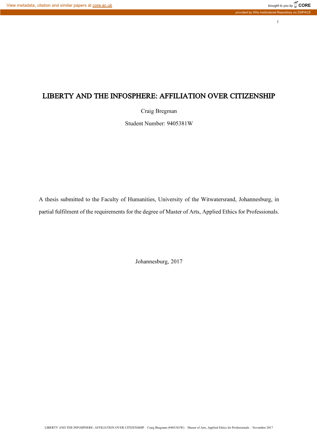 Liberty and the Infosphere: Affiliation Over Citizenship