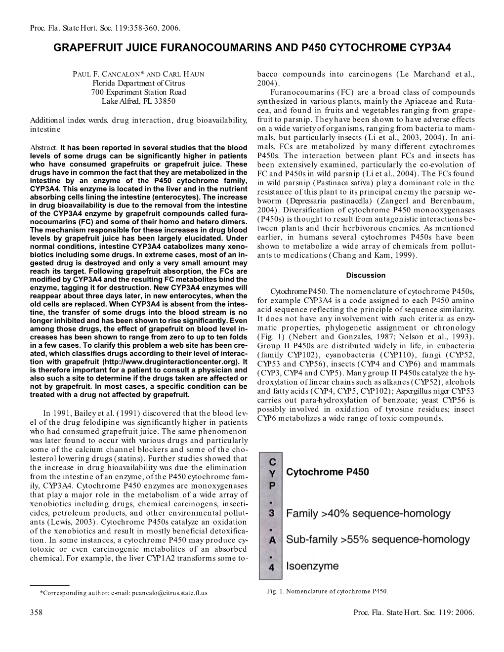 Grapefruit Juice Furanocoumarins and P450 Cytochrome Cyp3a4