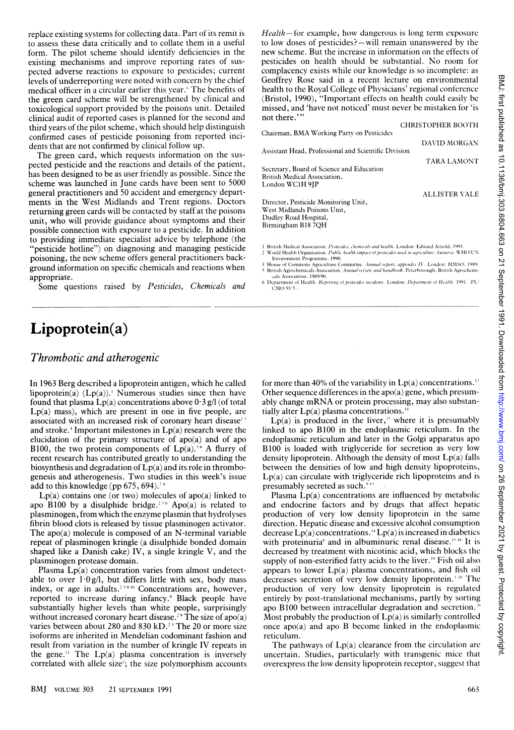 Lipoprotein(A) Thrombotic and Atherogenic