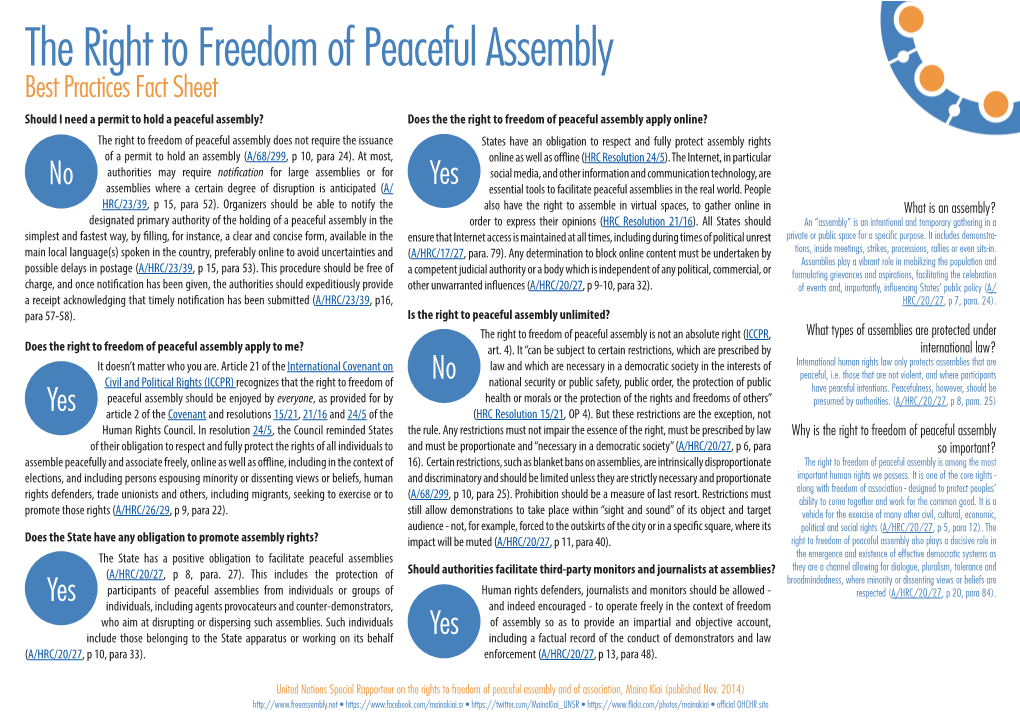 The Right to Freedom of Peaceful Assembly