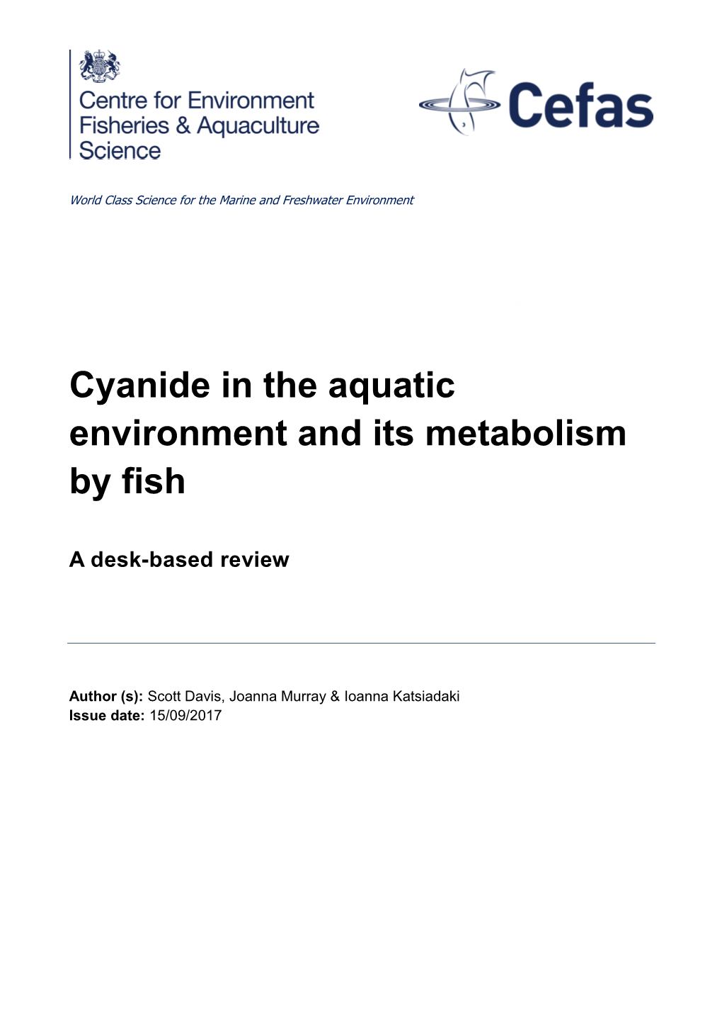 Cefas Report Into Cyanide Metabolism in Fish