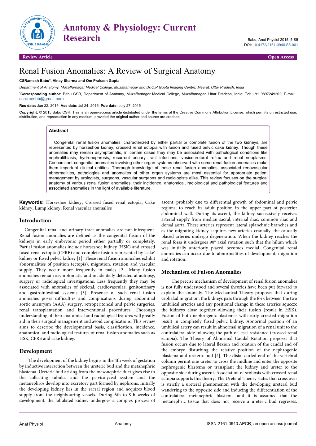 Renal Fusion Anomalies