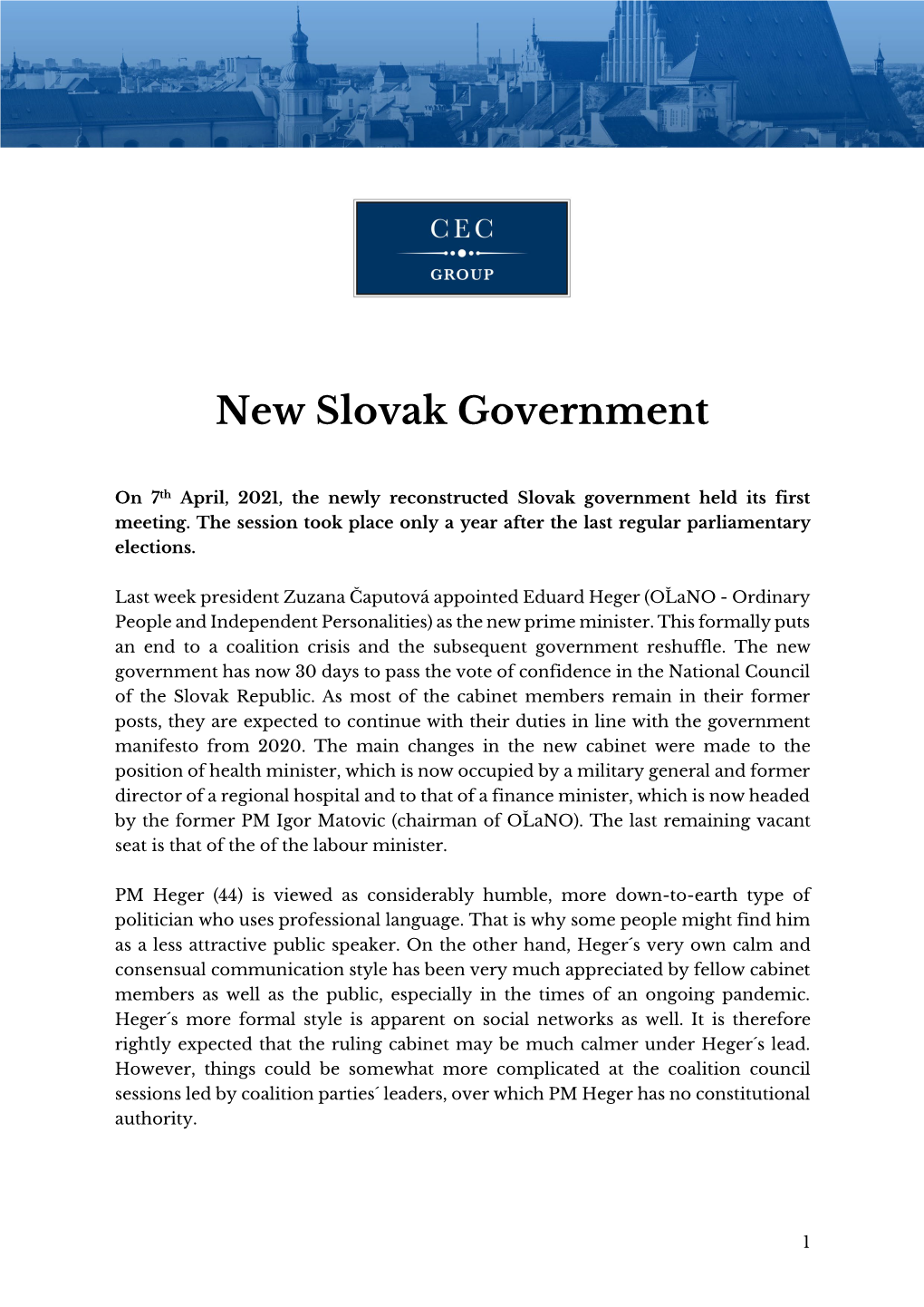 New Slovak Government