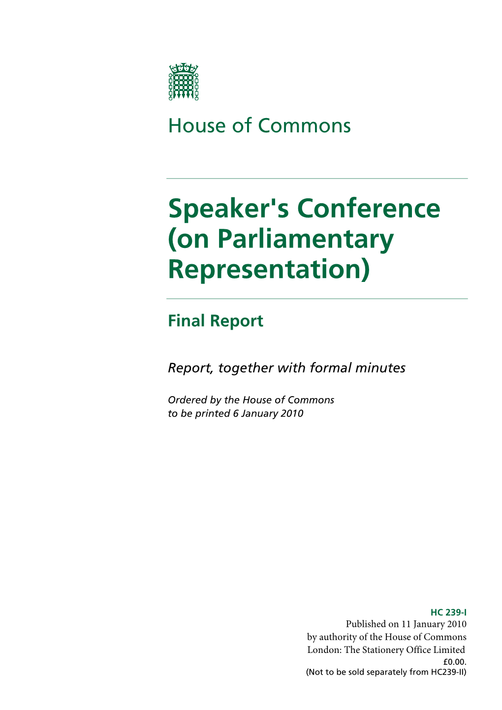 Speaker's Conference (On Parliamentary Representation)